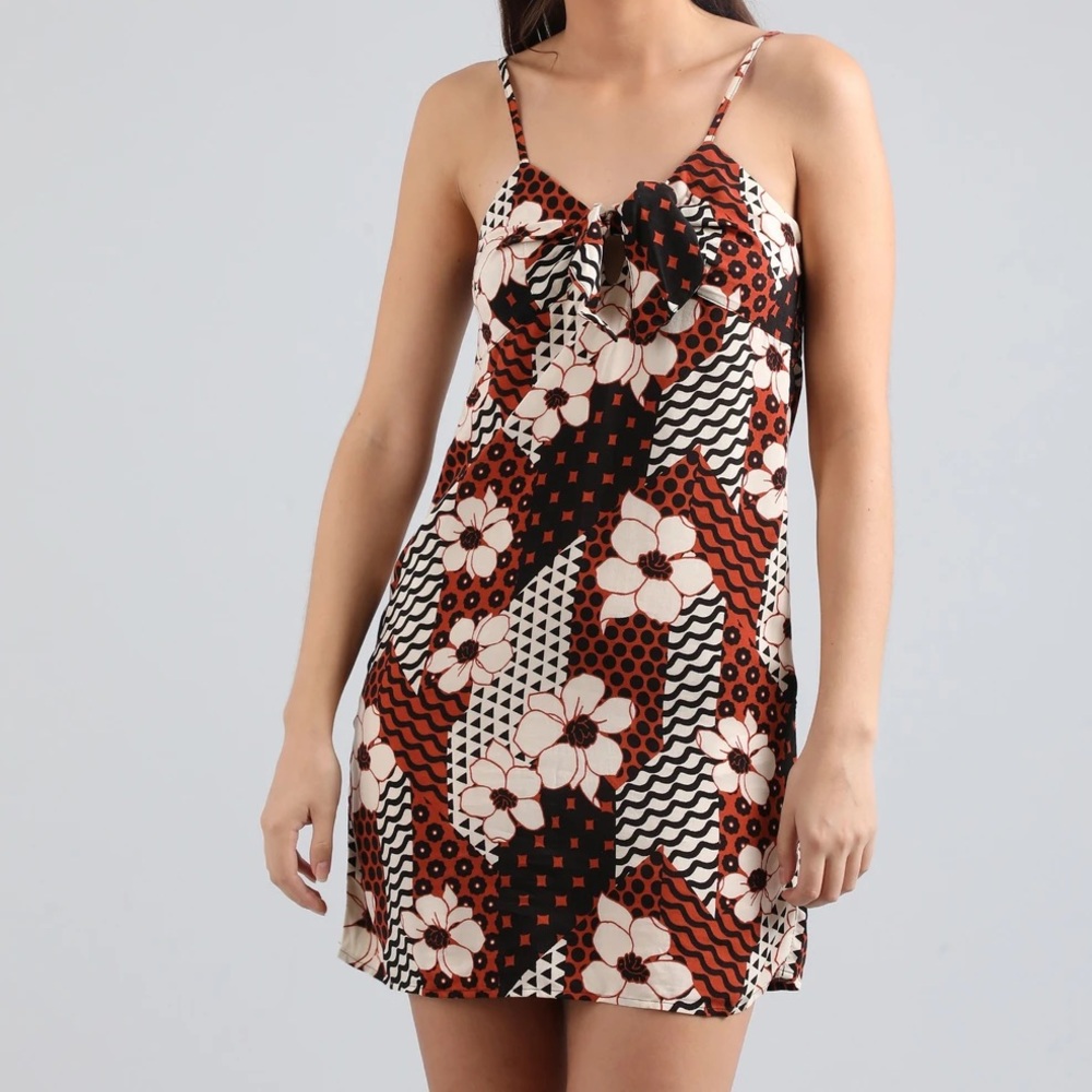 Forever 21 Black and Rust Color Floral Chemise dress
